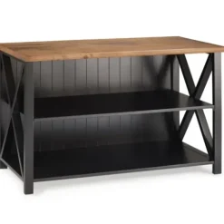 Console Tables-Kirkland's Home Black And Rustic Oak Wood Farmhouse Console Table Black/Brown