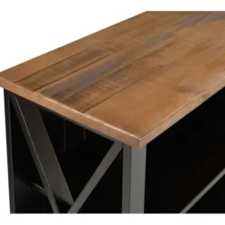 Console Tables-Kirkland's Home Black And Rustic Oak Wood Farmhouse Console Table Black/Brown