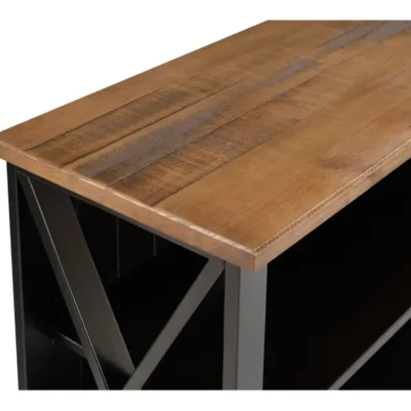 Console Tables-Kirkland's Home Black And Rustic Oak Wood Farmhouse Console Table Black/Brown