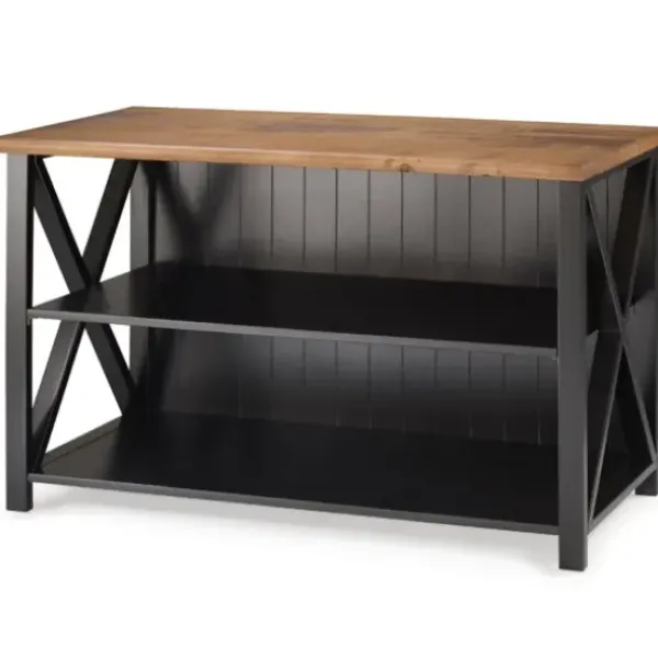 Console Tables-Kirkland's Home Black And Rustic Oak Wood Farmhouse Console Table Black/Brown