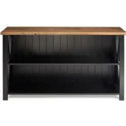 Console Tables-Kirkland's Home Black And Rustic Oak Wood Farmhouse Console Table Black/Brown