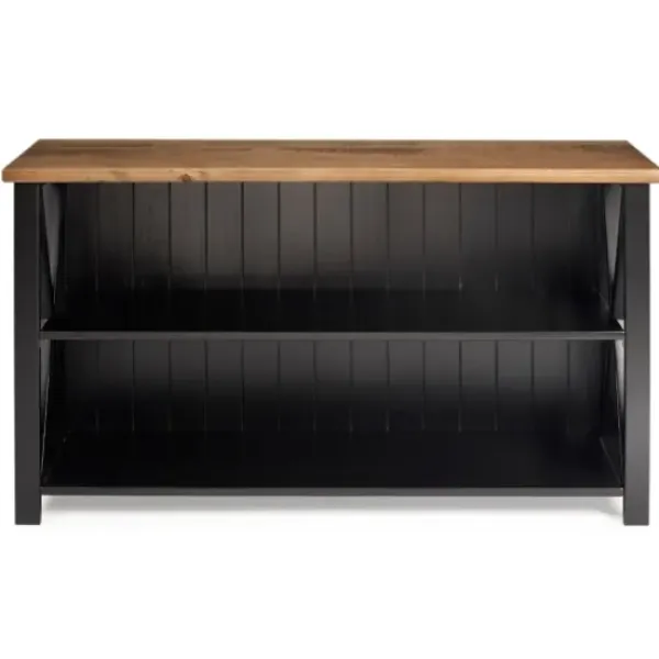Console Tables-Kirkland's Home Black And Rustic Oak Wood Farmhouse Console Table Black/Brown