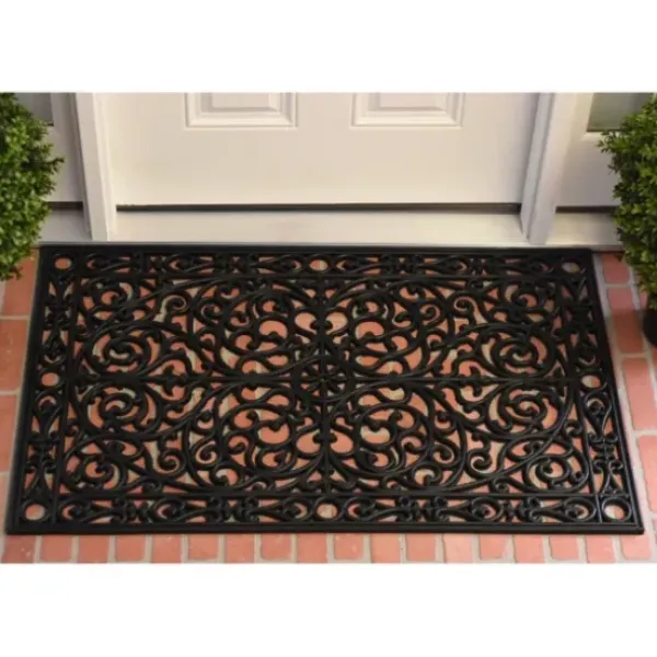 Doormats-Kirkland's Home Black And White Buffalo Check Welcome Doormat Black/White