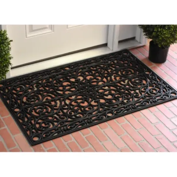 Doormats-Kirkland's Home Black And White Buffalo Check Welcome Doormat Black/White