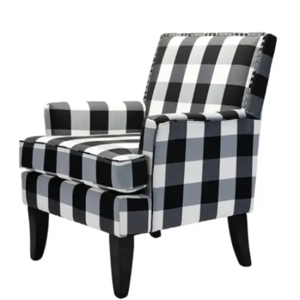 Accent Chairs-Kirkland's Home Black And White Buffalo Check Armchair Black/White