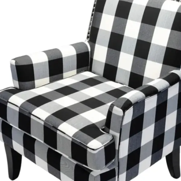 Accent Chairs-Kirkland's Home Black And White Buffalo Check Armchair Black/White