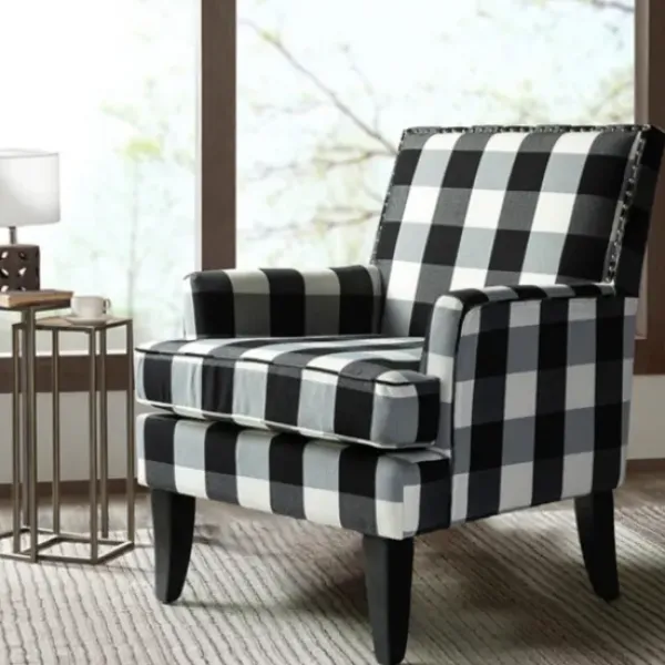 Accent Chairs-Kirkland's Home Black And White Buffalo Check Armchair Black/White