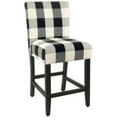 Bar Stools & Counter Height Stools-Kirkland's Home Black And White Buffalo Check Counter Stool Black/White