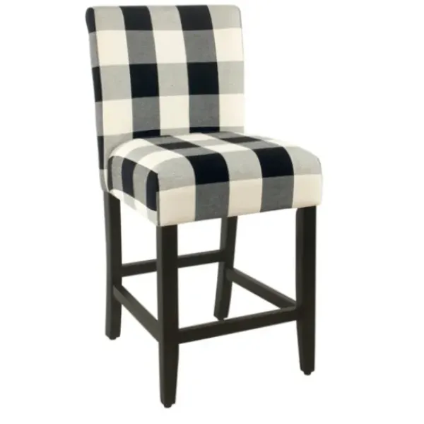 Bar Stools & Counter Height Stools-Kirkland's Home Black And White Buffalo Check Counter Stool Black/White
