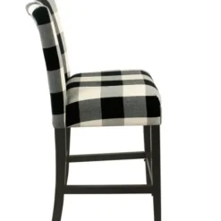 Bar Stools & Counter Height Stools-Kirkland's Home Black And White Buffalo Check Counter Stool Black/White