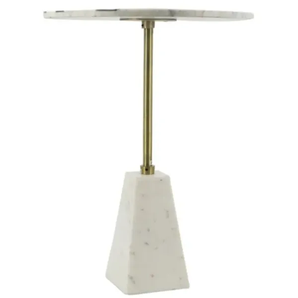 Accent & End Tables-Kirkland's Home Black And White Chevron Marble Accent Table