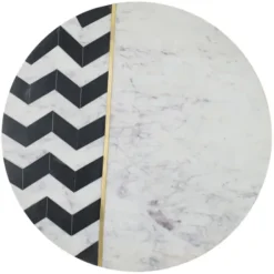Accent & End Tables-Kirkland's Home Black And White Chevron Marble Accent Table