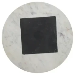 Accent & End Tables-Kirkland's Home Black And White Chevron Marble Accent Table