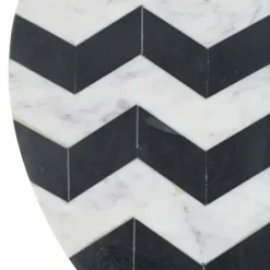 Accent & End Tables-Kirkland's Home Black And White Chevron Marble Accent Table