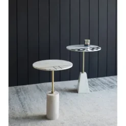 Accent & End Tables-Kirkland's Home Black And White Chevron Marble Accent Table