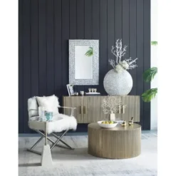 Accent & End Tables-Kirkland's Home Black And White Chevron Marble Accent Table