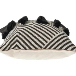 Pillows-Kirkland's Home Black And White Chevron Pillow With Tassels Black/White