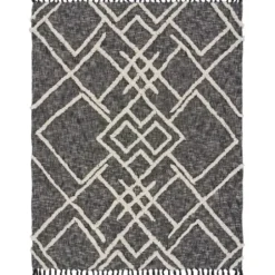 Blankets & Throws-Kirkland's Home Black And White Cotton Geometric Tufted Throw Black/White