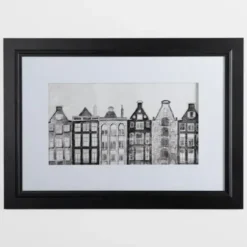 Framed Art-Kirkland's Home Black And White Houses Framed Art Print Black/White