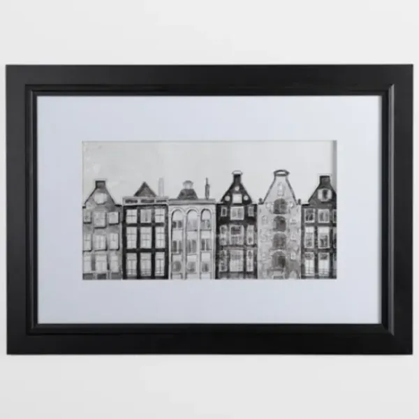 Framed Art-Kirkland's Home Black And White Houses Framed Art Print Black/White