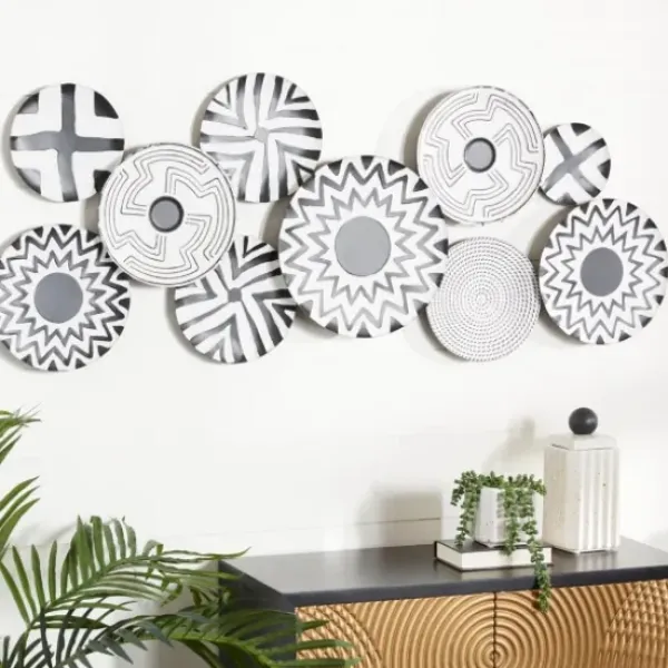 Wall Plaques-Kirkland's Home Black And White Layered Plates Wall Sculpture Black/White
