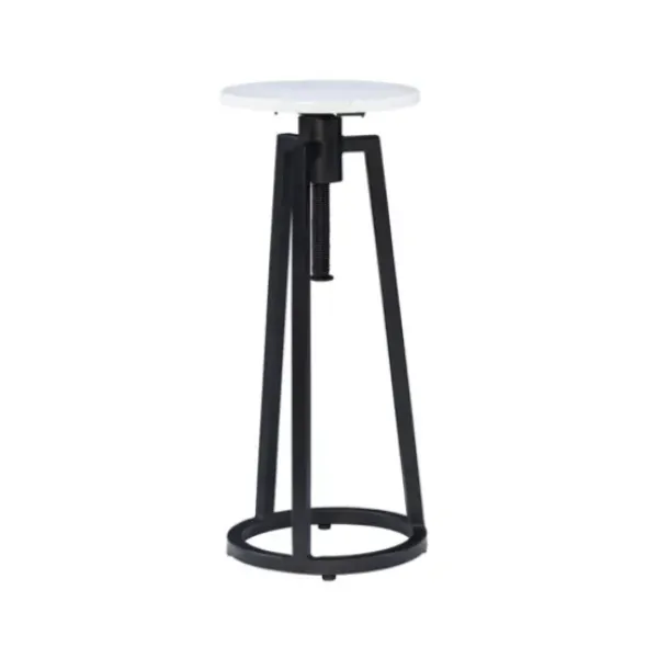 Accent & End Tables-Kirkland's Home Black And White Marble Adjustable Drink Table Black/White