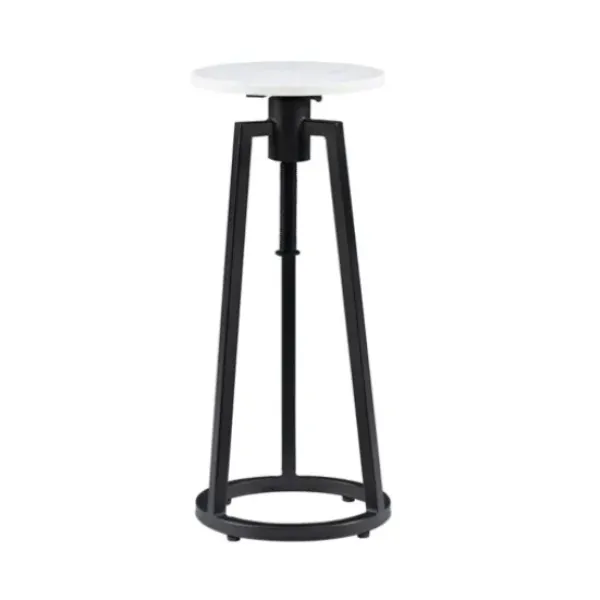 Accent & End Tables-Kirkland's Home Black And White Marble Adjustable Drink Table Black/White