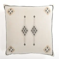 Pillows-Kirkland's Home Black And White Nouree Pillow, 22 In. Black/White