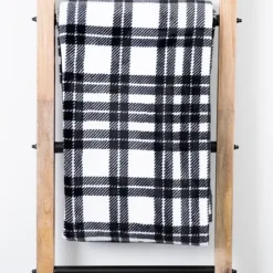 Blankets & Throws-Kirkland's Home Black And White Railroad Plaid Throw Black/White