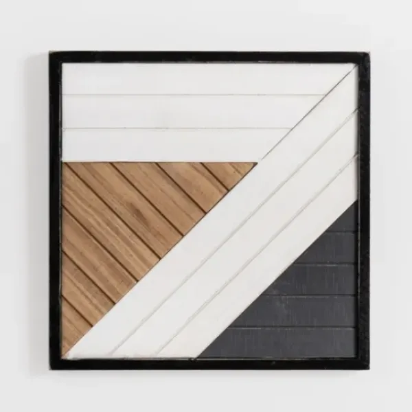 Wall Plaques-Kirkland's Home Black And White Striped Abstract Wall Plaque Black/White/Brown