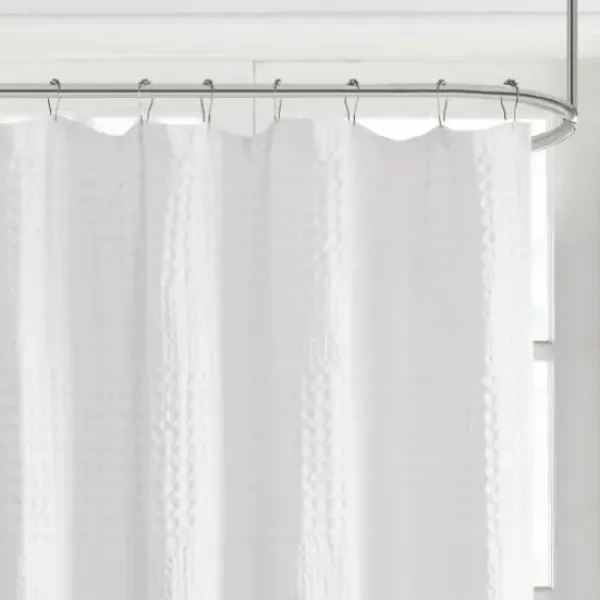 Shower Curtains-Kirkland's Home Black And White Striped Boho Shower Curtain Blue/White