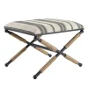 Benches & Ottomans-Kirkland's Home Black And White Striped Upholstered Ottoman Black/White
