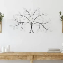 Wall Plaques-Kirkland's Home Black And White Tree Wall Sculpture Black/White
