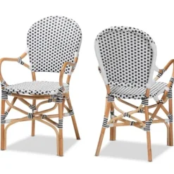 Dining Chairs-Kirkland's Home Black And White Woven Dining Chairs, Set Of 2 White/Black