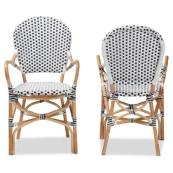 Dining Chairs-Kirkland's Home Black And White Woven Dining Chairs, Set Of 2 White/Black