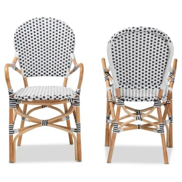 Dining Chairs-Kirkland's Home Black And White Woven Dining Chairs, Set Of 2 White/Black