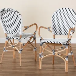 Dining Chairs-Kirkland's Home Black And White Woven Dining Chairs, Set Of 2 White/Black