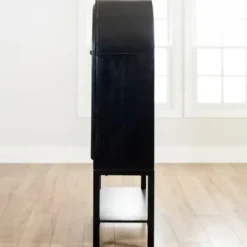 Cabinets & Sideboards-Kirkland's Home Black Arch Wood Bar Cabinet