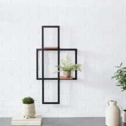 Shelves-Kirkland's Home Black Asymmetrical Geometric Wall Shelves