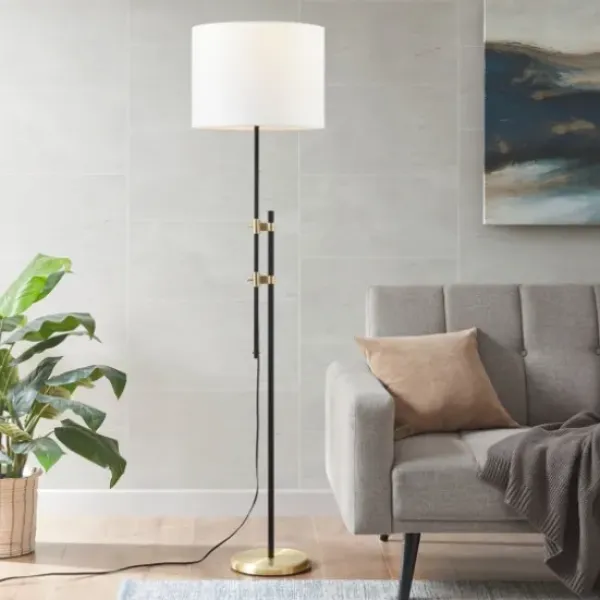 Floor Lamps-Kirkland's Home Black Asymmetrical Metal Floor Lamp White