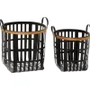 Baskets & Boxes-Kirkland's Home Black Bamboo Metal Woven Baskets, Set Of 2 Black/Brown