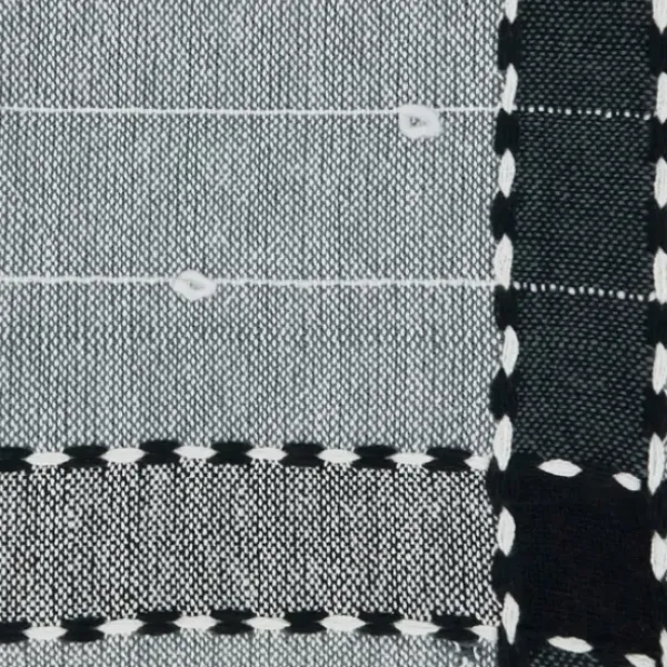 Blankets & Throws-Kirkland's Home Black Banded Tassel Edge Throw Black/White/Gray