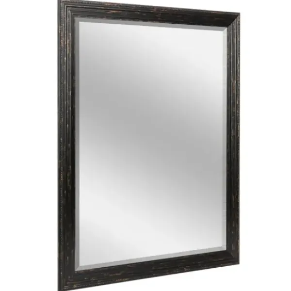 Framed Mirrors-Kirkland's Home Black Beaded Frame Beveled Vanity Wall Mirror