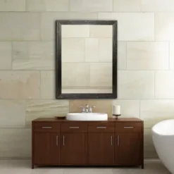 Framed Mirrors-Kirkland's Home Black Beaded Frame Beveled Vanity Wall Mirror
