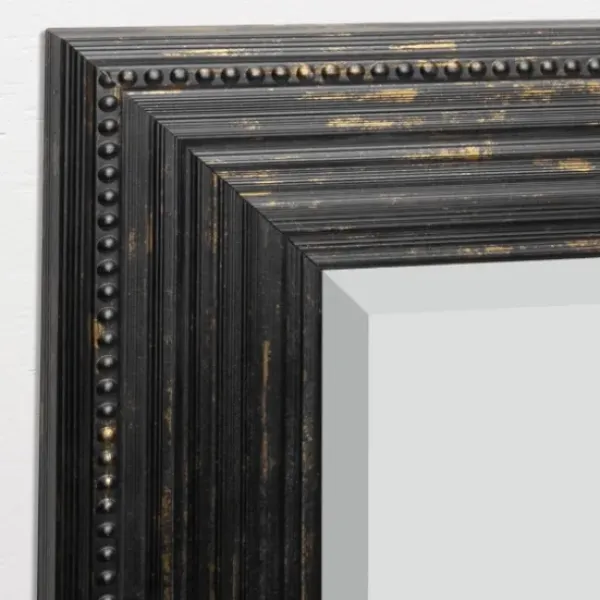 Framed Mirrors-Kirkland's Home Black Beaded Frame Beveled Vanity Wall Mirror