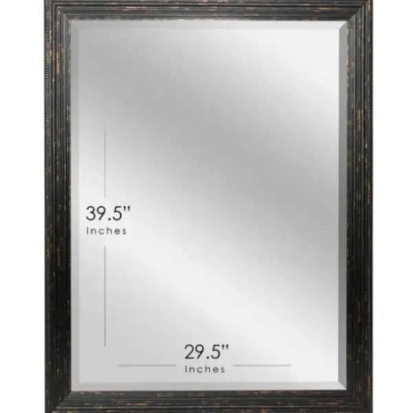 Framed Mirrors-Kirkland's Home Black Beaded Frame Beveled Vanity Wall Mirror