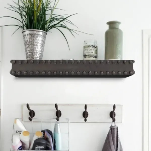 Shelves-Kirkland's Home Black Beaded Wood Small Floating Shelf
