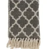 Blankets & Throws-Kirkland's Home Black Beige Fringe Geometric Throw Blanket Black/Tan