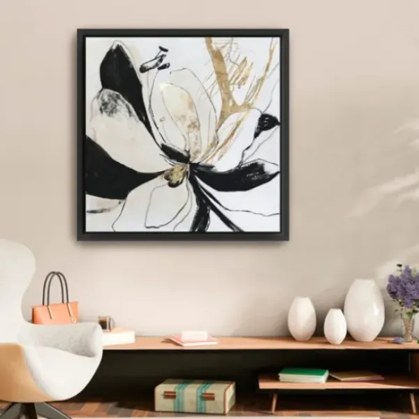Framed Art-Kirkland's Home Black Bloom Ii Framed Canvas Art Print White/Black/Gold
