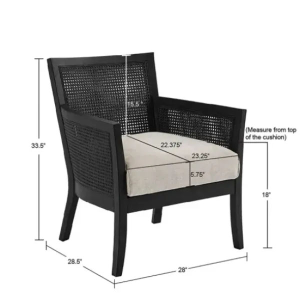 Accent Chairs-Kirkland's Home Black Cane Cushioned Accent Chair Gray